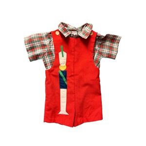 Vintage Imp Originals Boys Red Nutcracker Shortall Plaid Shirt Set Size 4 USA